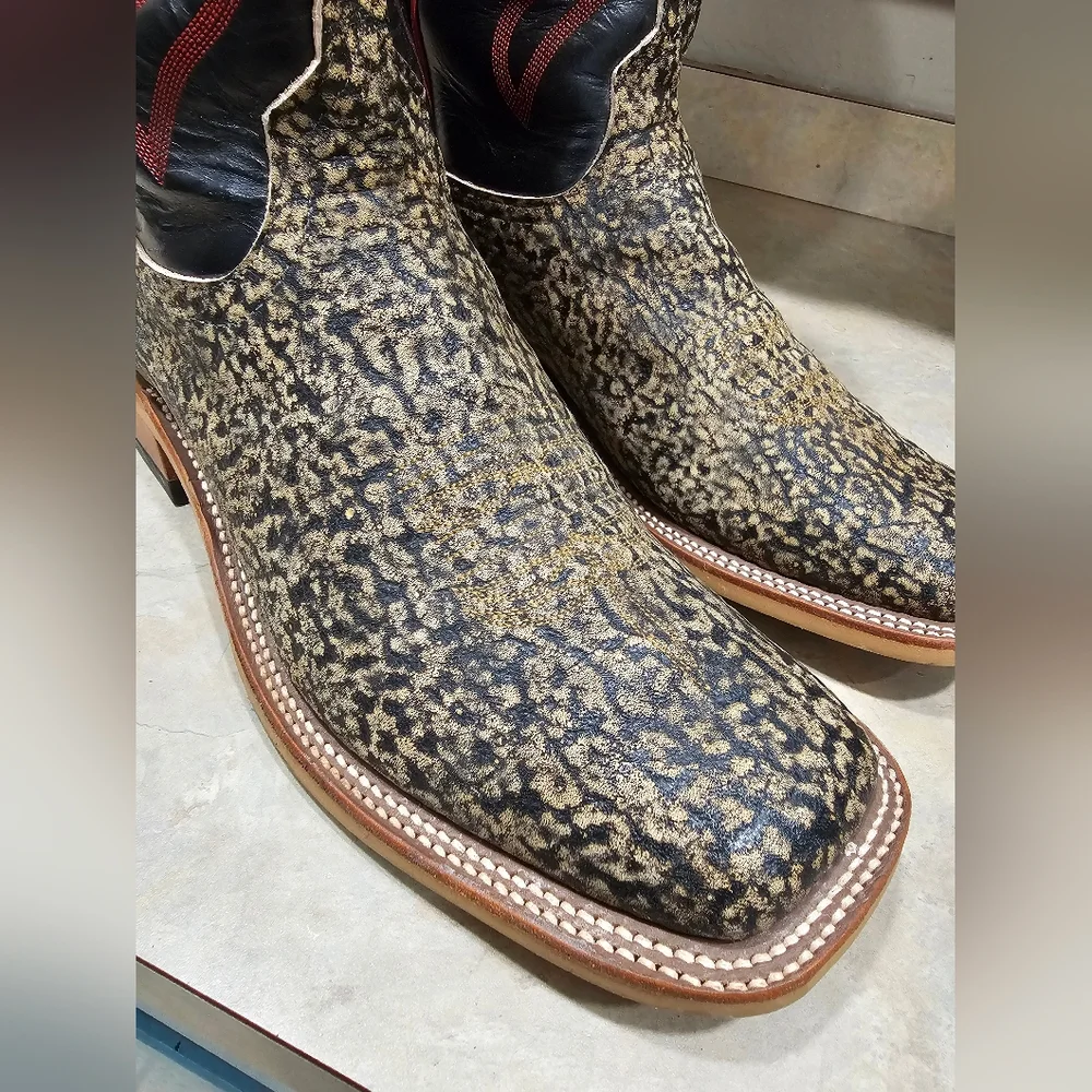 Men's 11.5 Anderson Bean Genuine Giraffe Square Toe Cowboy Boots - Picture 2 of 16